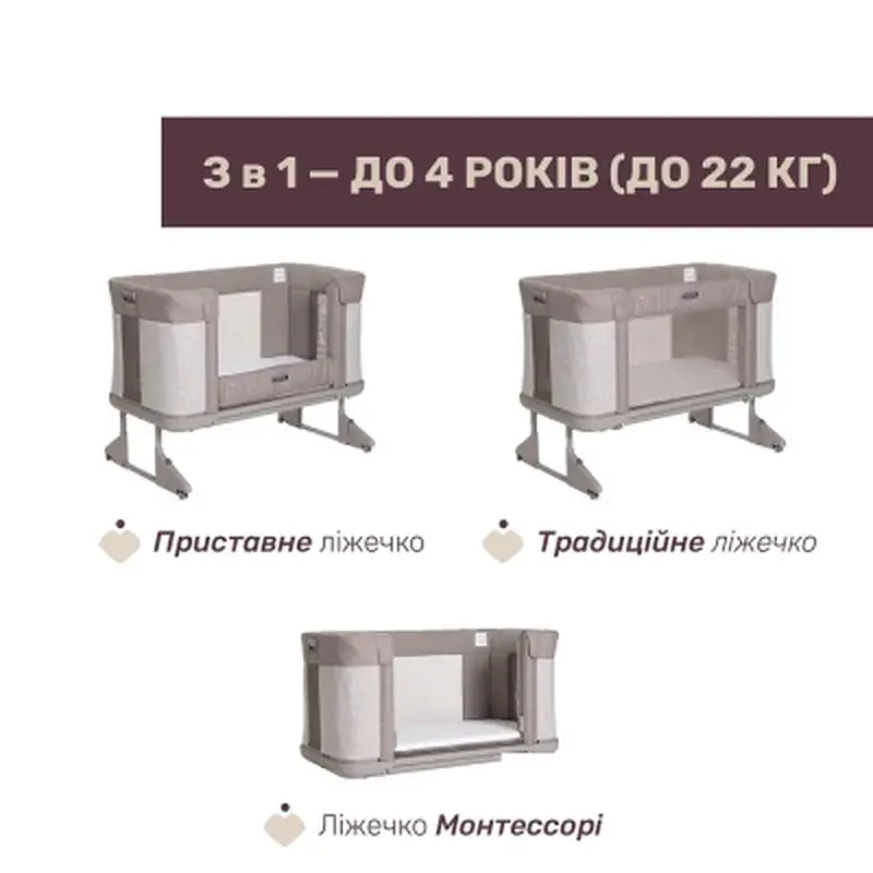 Ліжечко Chicco Next2Me Forever 3 в 1 бежевий (79650.10) - фото 2