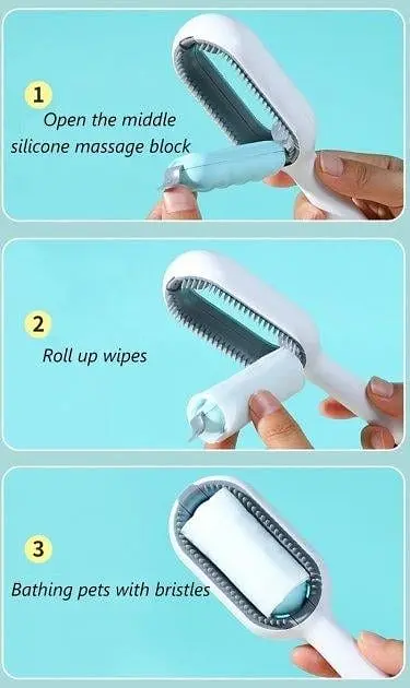 Щітка для тварин Pet Gravity Pet Grooming Comb 4в1 для сухого та вологого вичісування собак та котів рожевий - фото 4