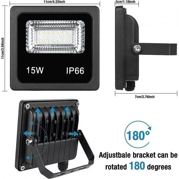 Ліхтар вуличний прожектор RGB управління через Bluetooth світильник Smart LED 7980 IP66 15W - фото 6