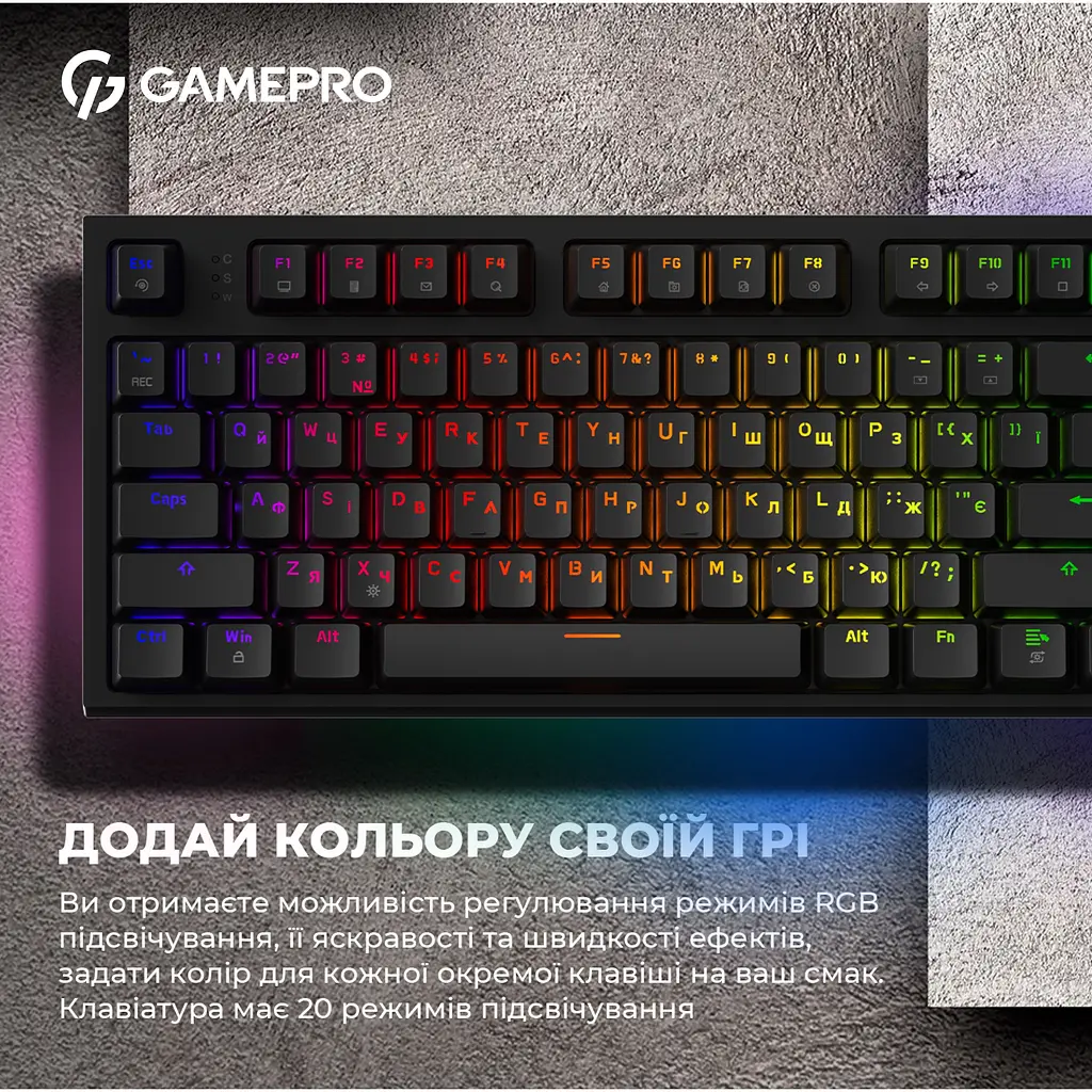 Клавіатура GamePro Red з Hot-Swap RGB Black дротова механічна (MK180B) - фото 17
