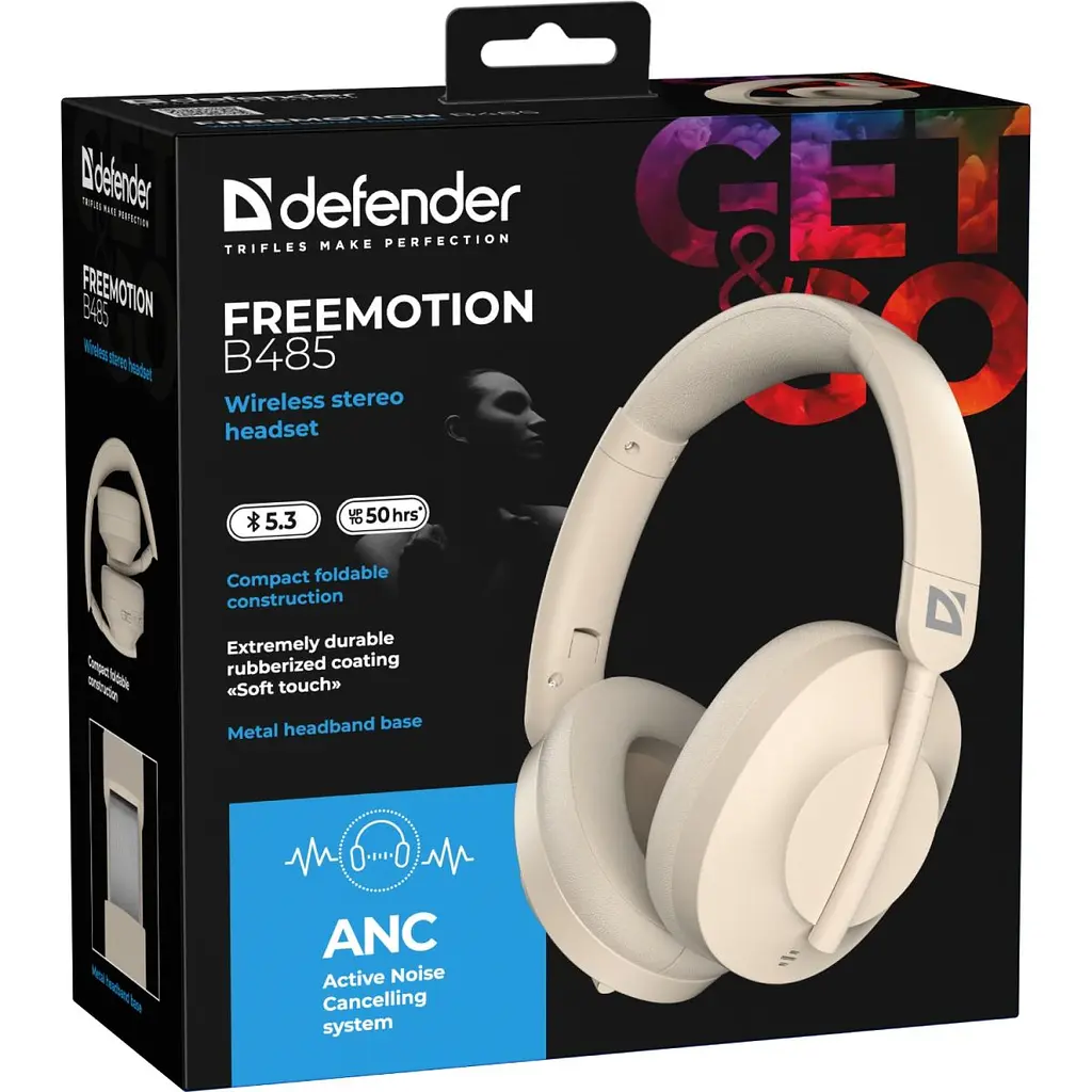 Гарнітура Defender FreeMotion B485 Bluetooth + 3.5 мм + USB-CANC Beige (63486) - фото 3