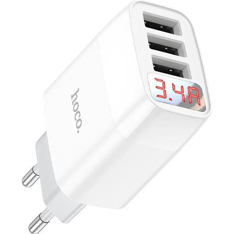 Мережевий зарядний пристрій Hoco C93A 3-USB White [112164] - фото 4