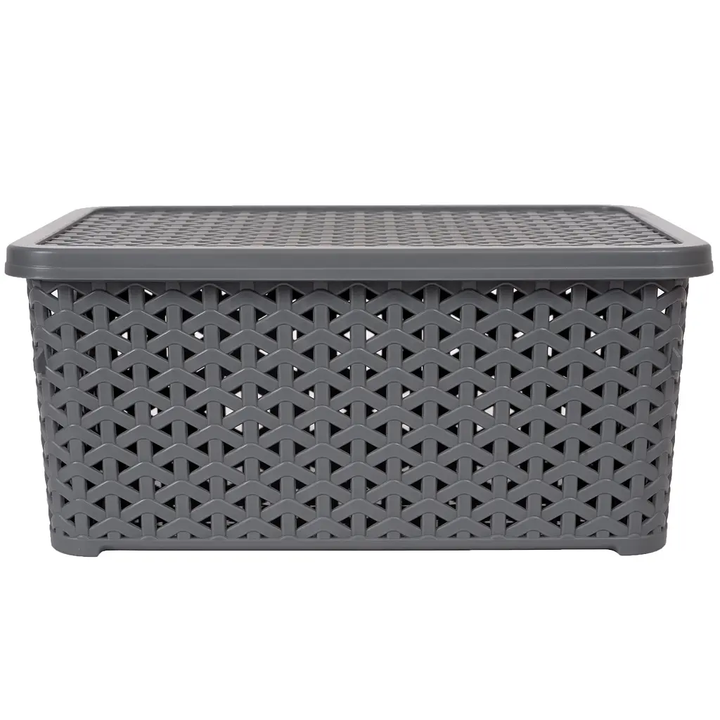 Кошик Diomedea з кришкою 29.7x19.6x13 см 6 л сірий (К12-130)  - фото 2