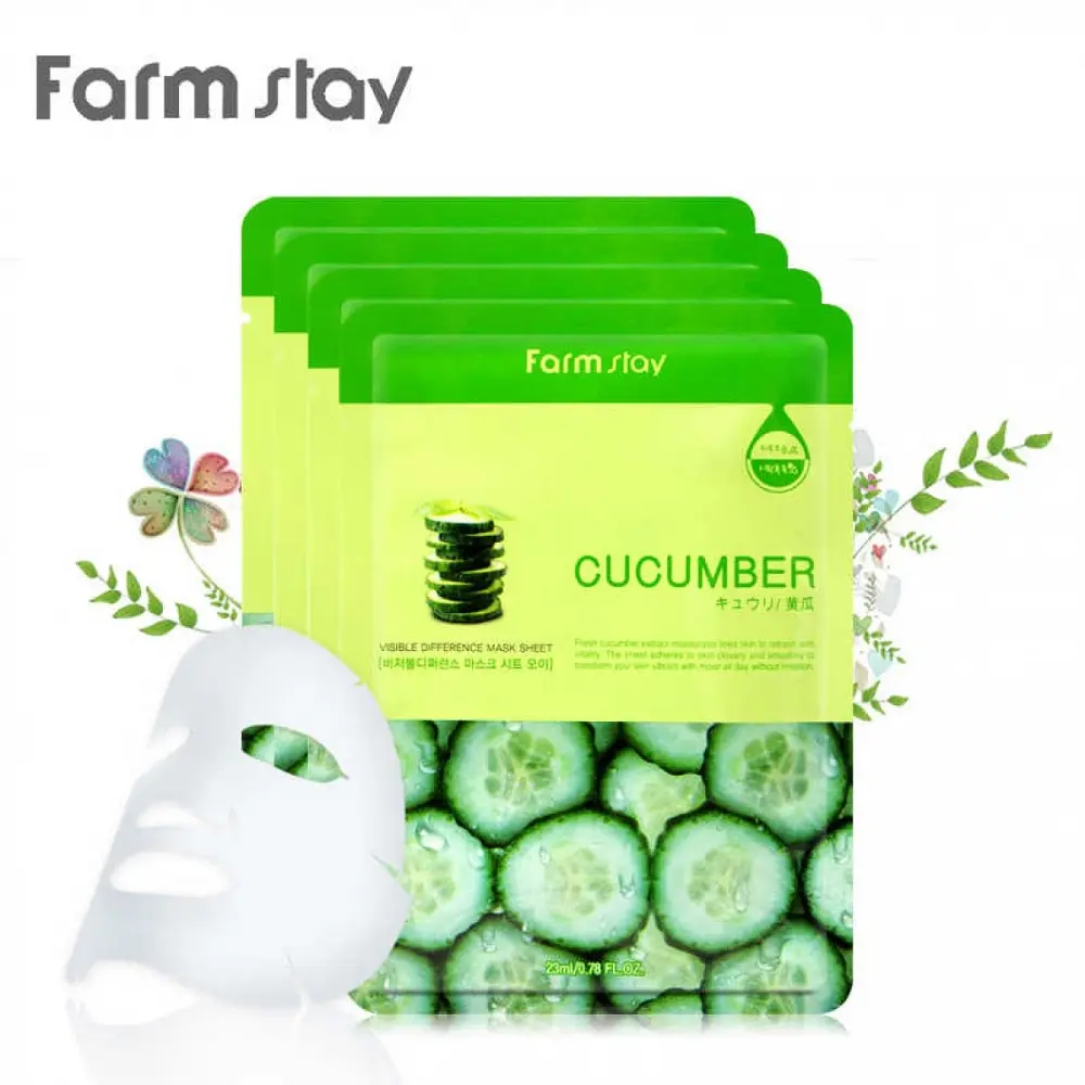 Тканевая маска для лица FarmStay Visible Difference Mask Sheet Cucumber с огуречным экстрактом 23 мл - фото 2