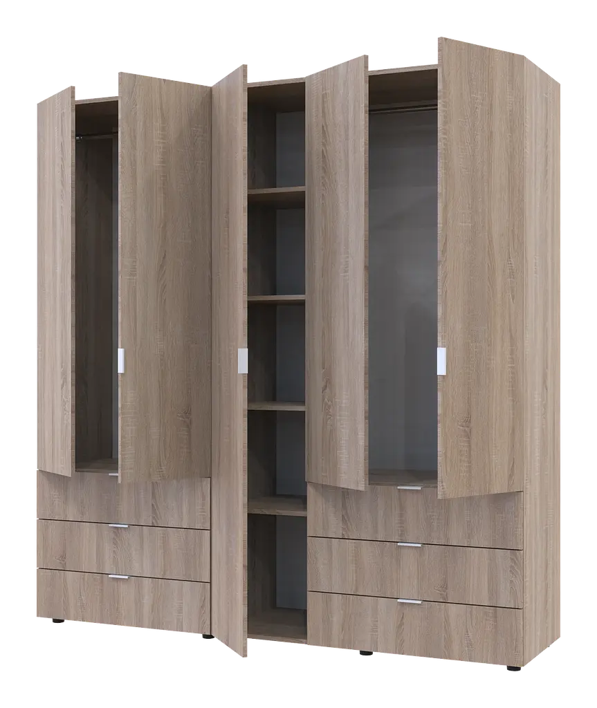 Шафа для одягу Doros Гелар розпашна комплект 2+3 ДСП 193,7х49,5х203,4 Cонома (42002122) - фото 2