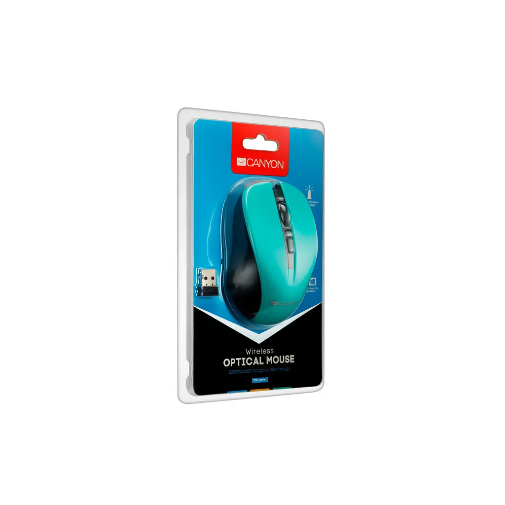 Мишка Canyon CNE-CMSW1GR Wireless Black-Green (CNE-CMSW1GR) - фото 3