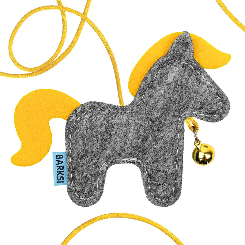 Игрушка для кошек Barksi Удочка Конек с колокольчиком серый - фото 3