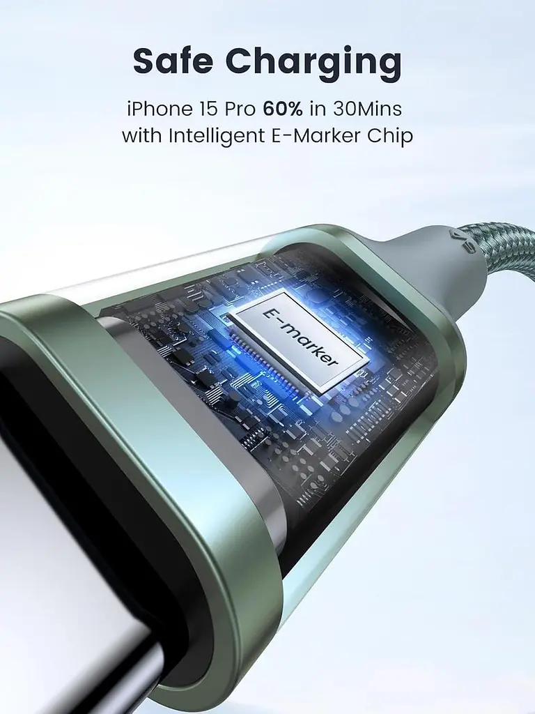 Кабель зарядный UGREEN USB C to USB C Charger Cable 100W кабель для быстрой зарядки 2 м Green (90794) - фото 4