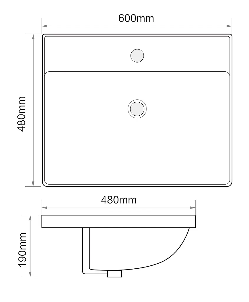Умывальник мебельный Mixxus Premium Style-1501 600x480x190 мм с отверстием под смеситель и переливом MP6498, Белый - фото 7