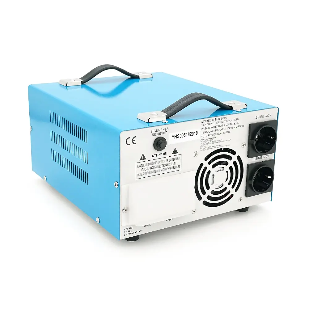 Стабілізатор напруги Westech MSER 5000 VA-V2/3750W однофазний, сервопривід, монтажу підлоги, LED дисплей, діапазон 130-260V, AC230±3%, 2*Shuko, - фото 2