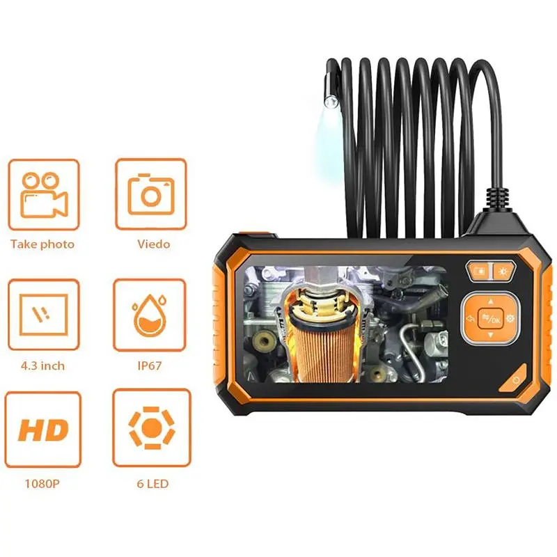 Эндоскоп автомобильный технический с дисплеем 4.3" Inscam 113, 1 камера, диаметр 8 мм, 1 метр (100749-1) - фото 2