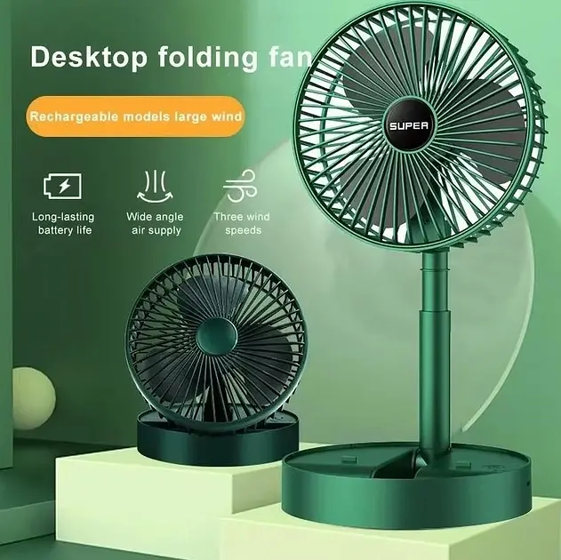Портативний міні вентилятор для дому Telescopic Folding Fan Складаний настільний вентилятор із USB зарядкою - фото 5