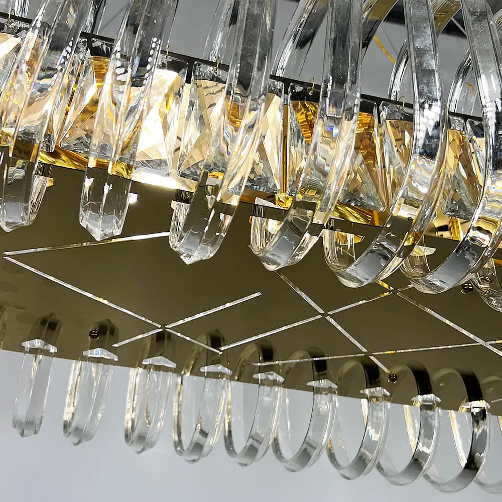 Унікальна підвісна видовжена люстра 100х23х32 см | Line F | Арт. D3008-L1000 GD+CL - фото 3