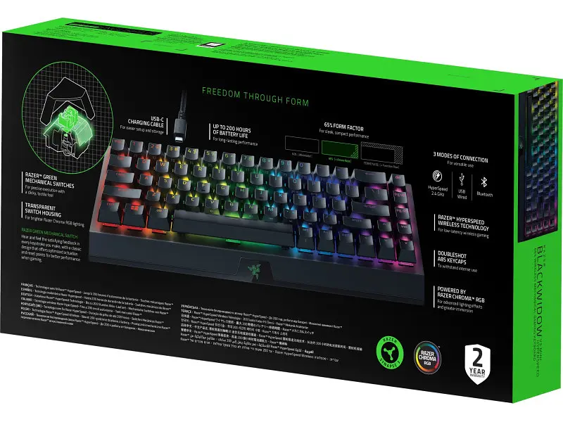 Клавіатура Razer BlackWidow V3 Mini Hyperspeed Green Switch Wireless Black (RZ03-03891600-R3R1) - фото 6