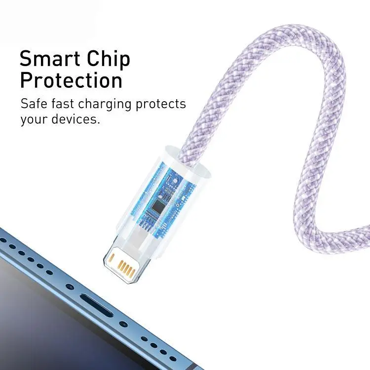 Кабель Baseus Dynamic Series Fast Charging Data Cable USB to iP 2.4 A 1 m Purple (CALD000405) - фото 5