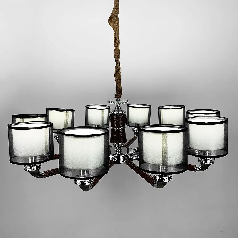 Плафонная люстра с элементами коричневой экокожи Line.F S 198/10 BR - фото 4