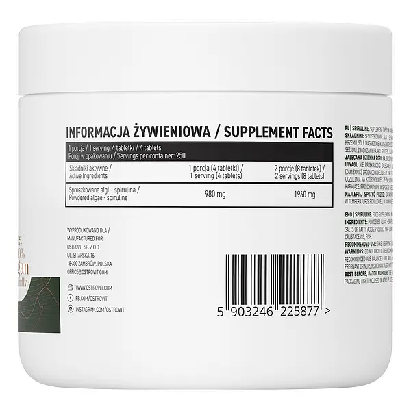 Натуральна добавка OstroVit Vege Spiruline 1000 таблеток - фото 2