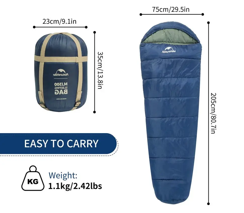 Спальник Naturehike MJ300 (CNK2300SD014) +4°C з капюшоном - темно-блакитний - фото 2
