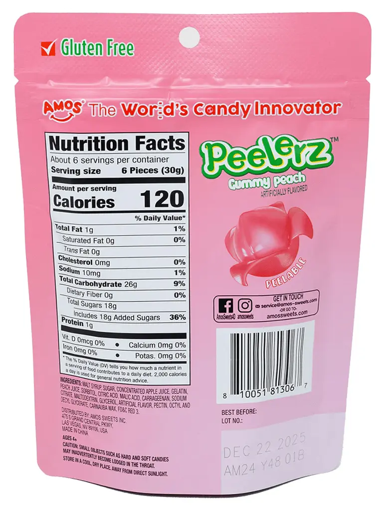 Желейні цукерки Amos Peelerz Gummy Peach 170г - фото 3