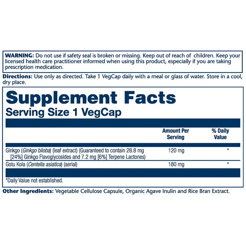 Гінкго білоба Solaray Ginkgo Biloba Extract One 120 мг 30 веганських капсул - фото 2