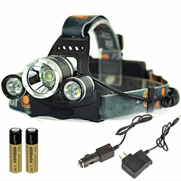 Ліхтар налобний світлодіодний 3 LED Cree T6 2Q5 1500 люмен 2x18650 Police RJ-3000