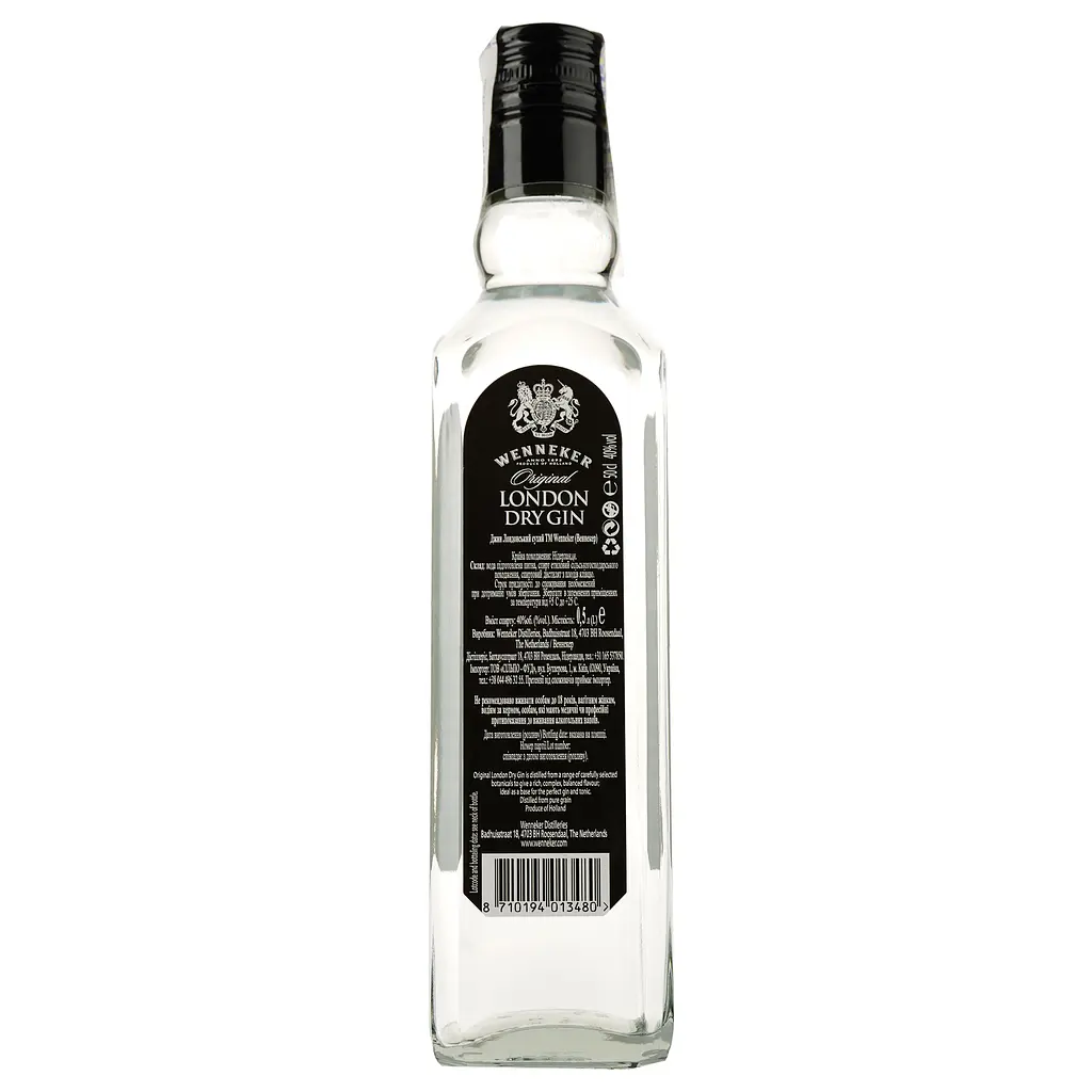 Джин Wenneker Original London Dry Gin, 40%, 0,5 л - фото 3