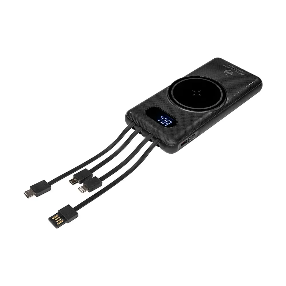 Повербанк 10000mAh Power Bank Kraft KPB-1110W Black беспроводная зарядка (43-00099) - фото 2