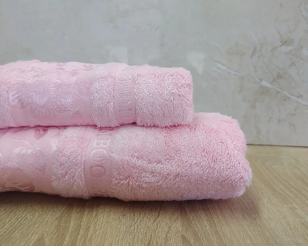 Набір турецьких бамбукових махрових рушників Cestepe 50х90+70х140 Bamboo Cicek Pink - фото 2