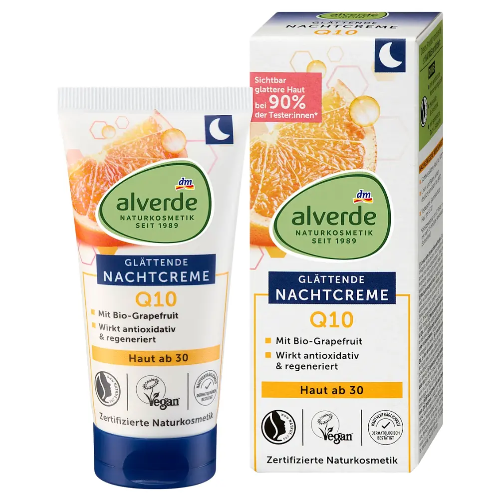 Нічний крем Alverde Naturkosmetik Q10 з органічним грейпфрутом та обліпихою 50 мл