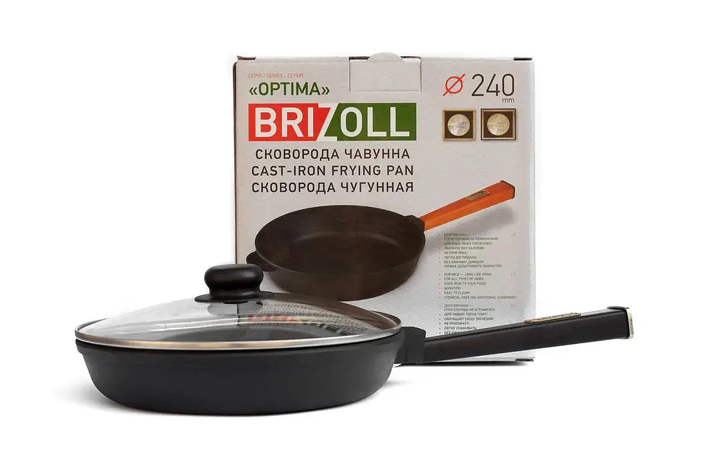 Сковорода чавунна Brizoll Optima Lids O2440P-C 24 см - фото 3
