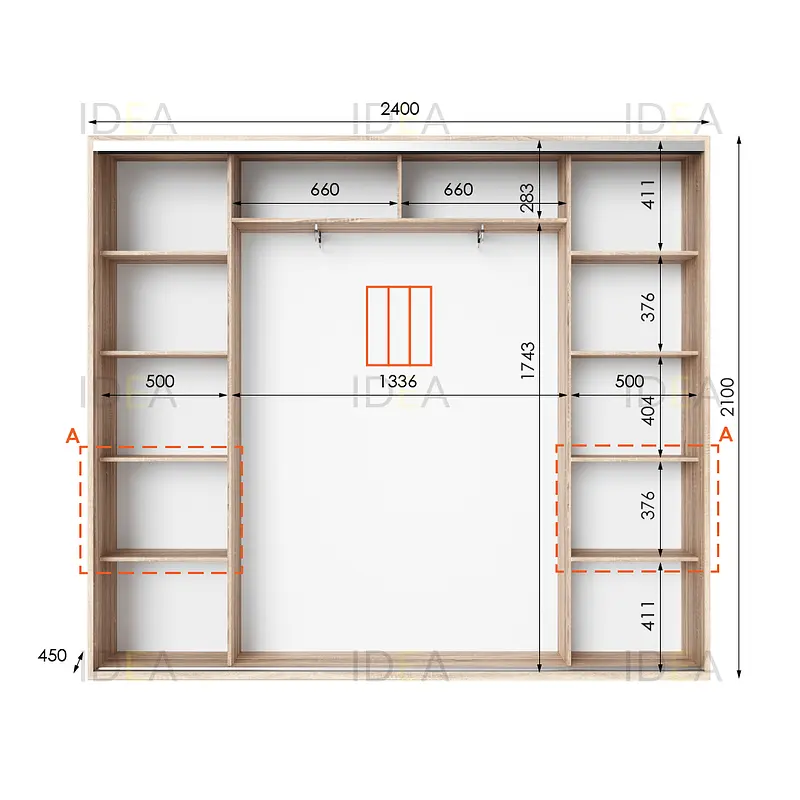 Шафа-купе Idea серія 7 240 x 45 x 210 см Дуб сонома Дзеркало - фото 2