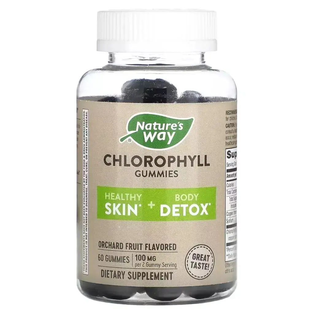 Вітамінно-мінеральний комплекс Nature's Way Хлорофіл, 100 мг, смак фруктів, Chlorophyll Gummies, 60 жувальні (NWY-14260)