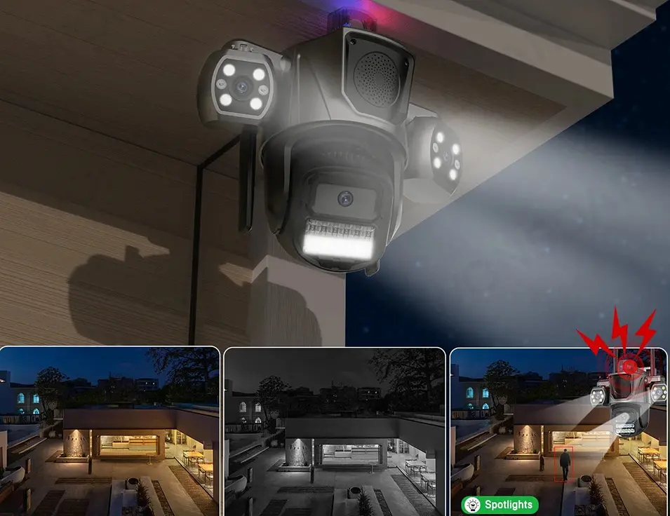 Вулична WiFi IPкамера Besder P17  ICSEE  15Мп  чорна 3 незалежних об'єктиви поворотні  - фото 5