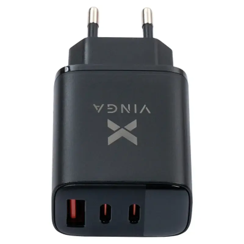 Зарядний пристрій Vinga 2xUSB-C PD30W + USB-A QC30W Display 30W Max (VCR30ACCDB) - фото 3