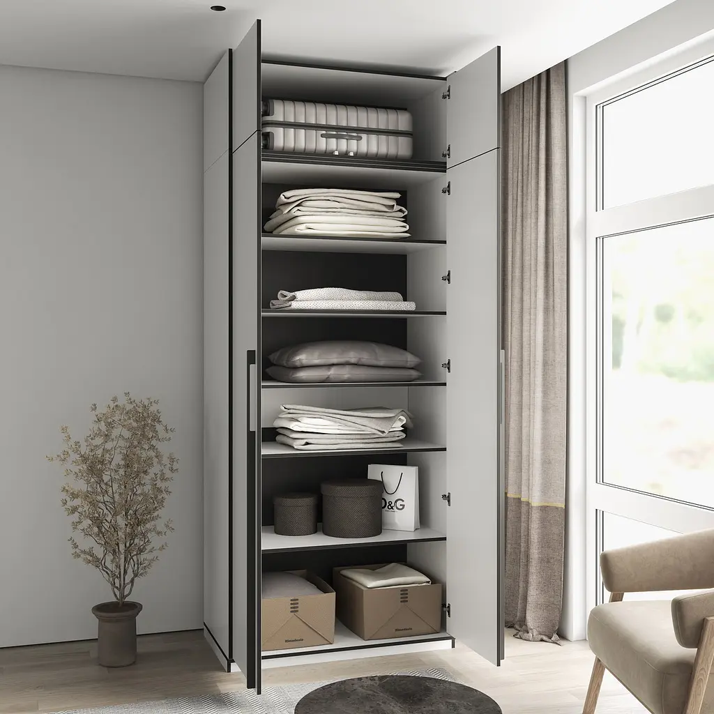 Шафа для одягу Flamecame у спальню з поличками на 2 двері FR-13 Бетон Темний - фото 4