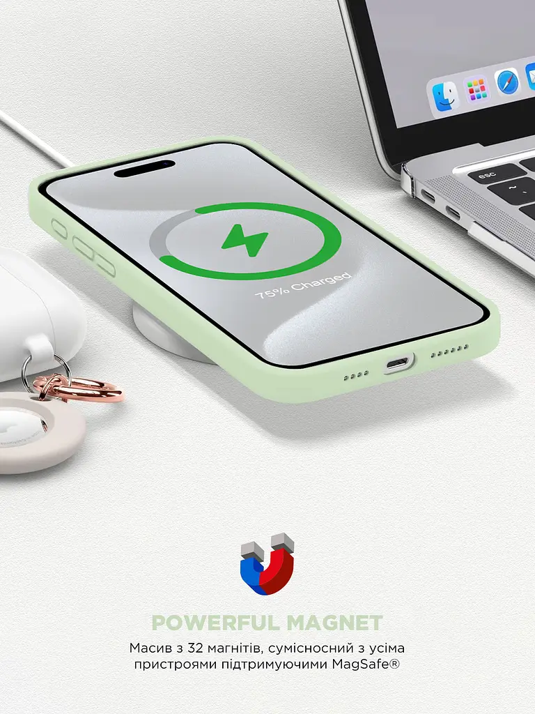 Силиконовый чехол с MagSafe для Apple iPhone 15 Pro Max, ICON2 MagCase, зеленый, противоударный, панель с мягкой подкладкой, защита всего корпуса, поддержка беспроводной зарядки, совместим с защитными стеклами и пленками, ArmorStandart (ARM77014) - фото 9