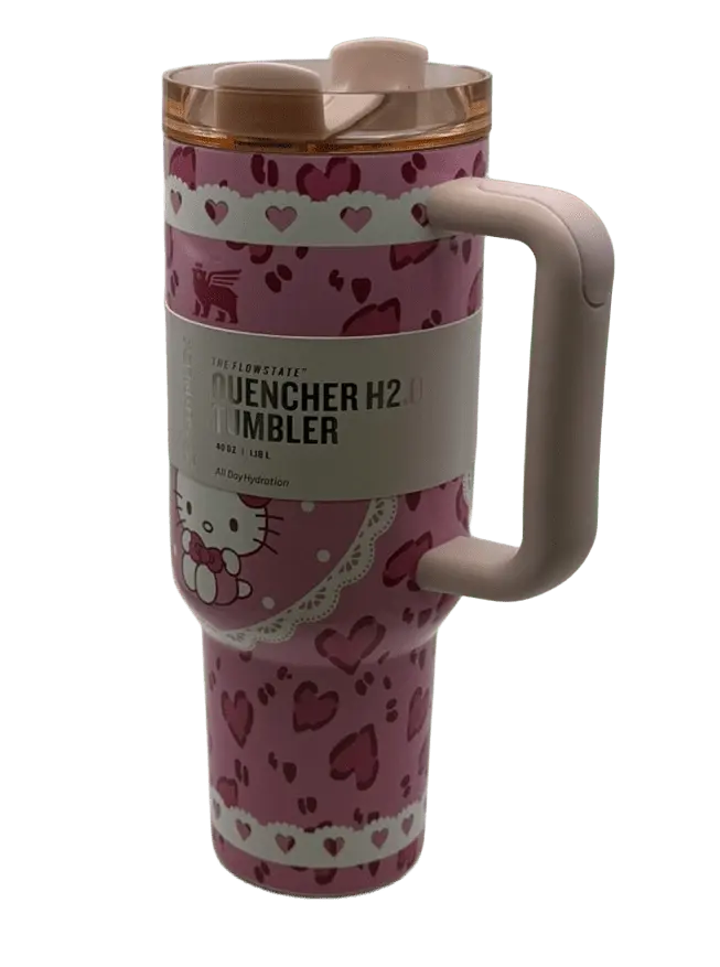 Термос термочашка Stanley Quencher H2.0 Tumbler Світиться у темряві 1,18 л Hello Kitty Pink Love Edition KT7001978 - фото 7
