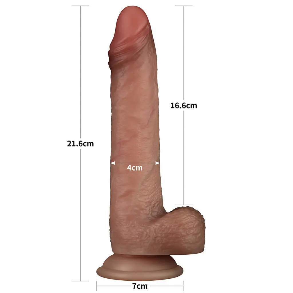 Фалоімітатор - Sliding Skin Pro Dual Layer Silicone Dong 8.5" Flesh #2 - фото 3