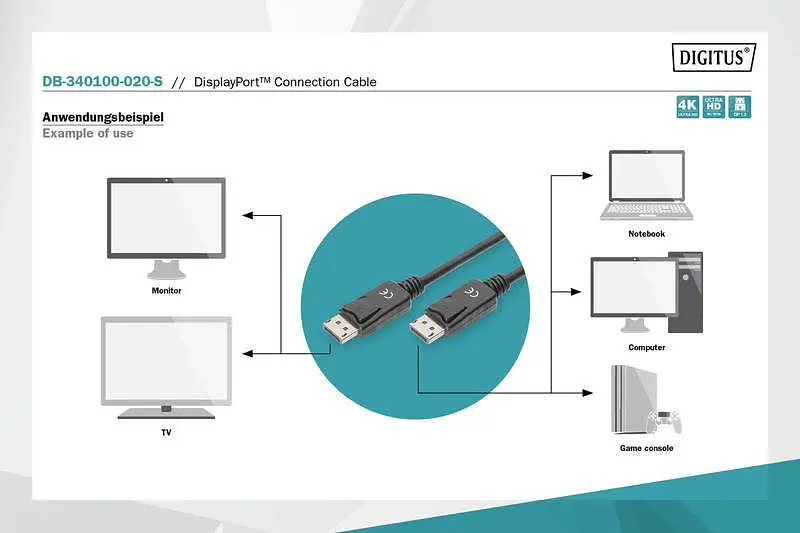 Кабель Digitus DisplayPort 4K 2 m black - фото 3