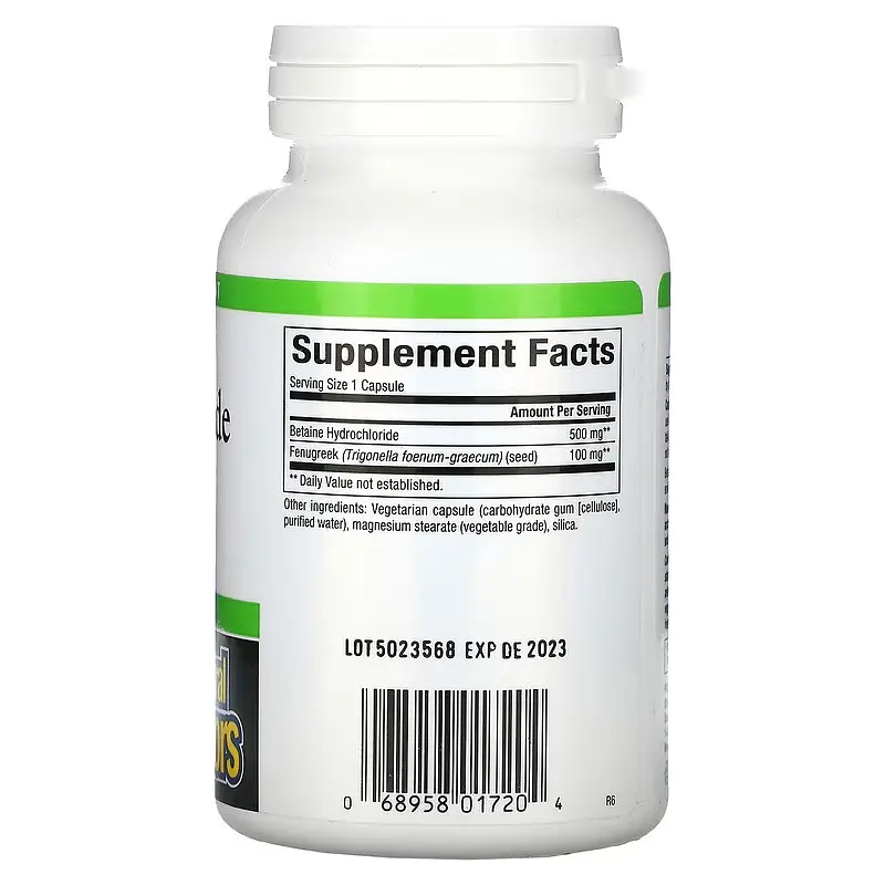 Бетаїн Betaine Hydrochloride 500 mg 90 Veg caps Natural Factors vit0006492 - фото 2