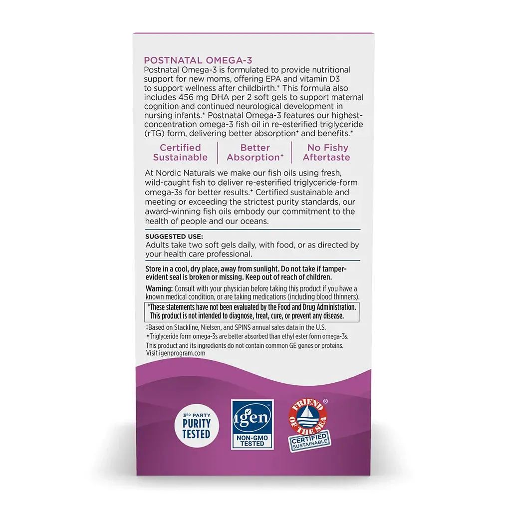 Омега-3 для жінок у період лактації Nordic Naturals Postnatal Omega-3 60 softgels - фото 3