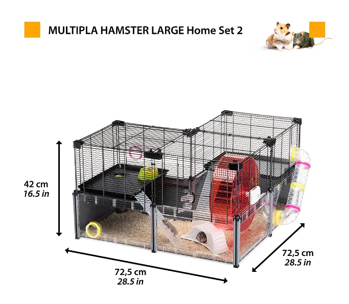 Модульна клітка для хом'яків та мишей Ferplast Multipla Hamster Lagre з аксесуарами чорна 107.5x37.5x42 см 57007417 - фото 2