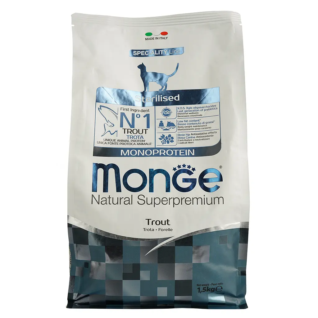 Сухий корм Monge Cat Monoprotein Sterilised з фореллю, 1,5 кг (70005494) - фото 2