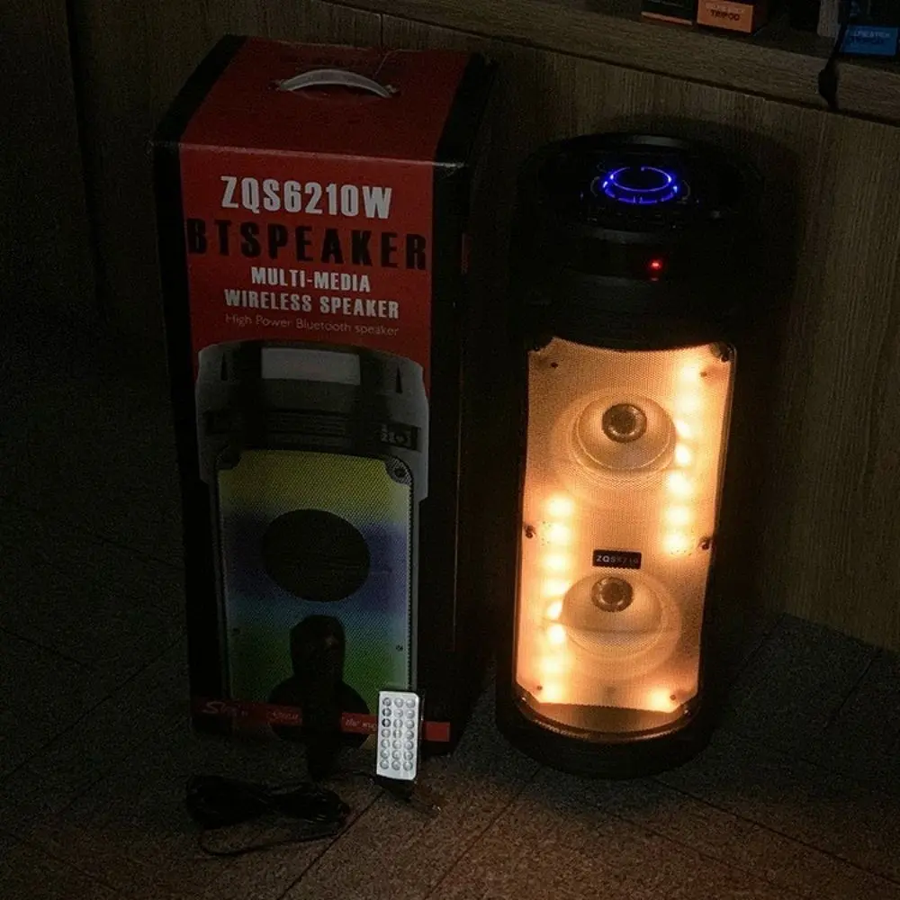 Бездротова акумуляторна Bluetooth колонка BT5.0 караоке бумбокс 30W акустична система з мікрофоном та LED RGB підсвічуванням UKC ZQS 6210 - фото 8