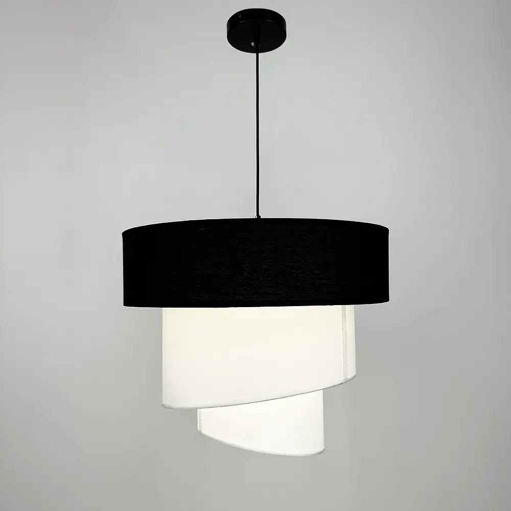 Дизайнерська люстра IONOS 1 з текстильним абажуром Line.F MJ 159-500 BK+WT+WT - фото 5