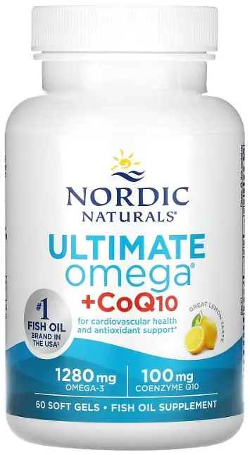 Омега-3 + коензим Q10 Nordic Naturals Omega + CoQ10 640 мг 60 капсул Лимон