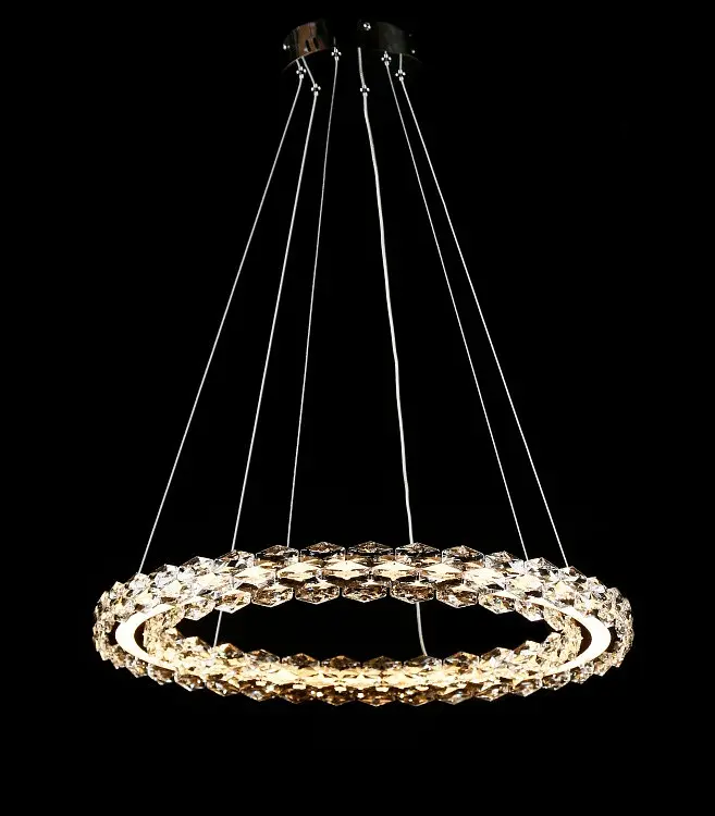 Підвісна хромована світлодіодна люстра Splendid Ray L33152/600/1 LED (CR) з кришталевим кільцем 60 см - фото 4