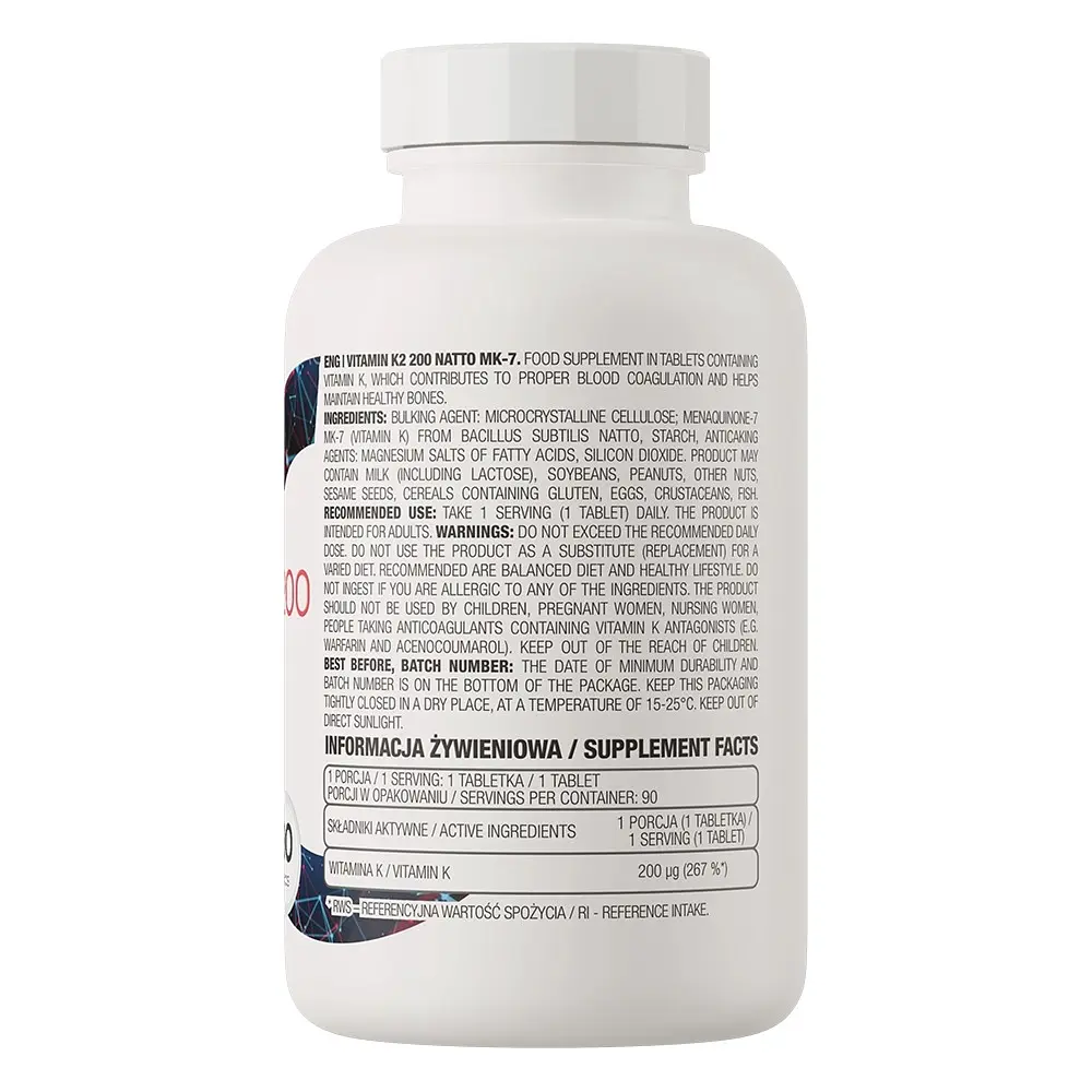 Вітамін OstroVit Vitamin K2 200 Natto MK-7 90 таблеток - фото 3