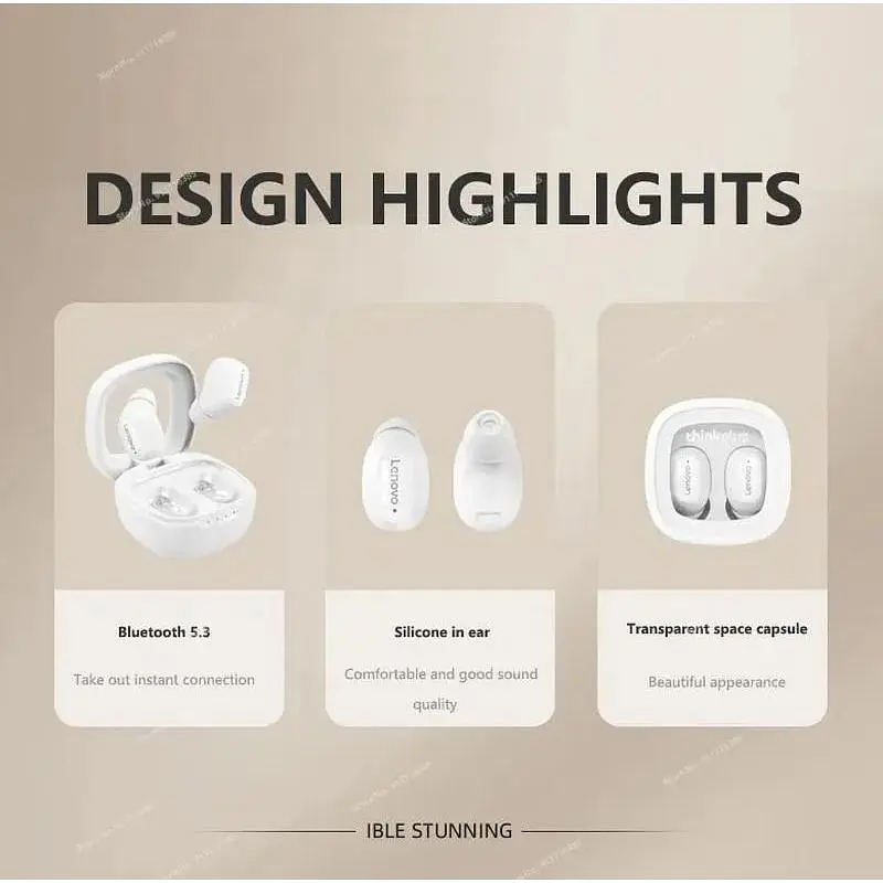 Беспроводная стерео гарнитура Lenovo XT62 - наушники TWS в кейсе белые - фото 2