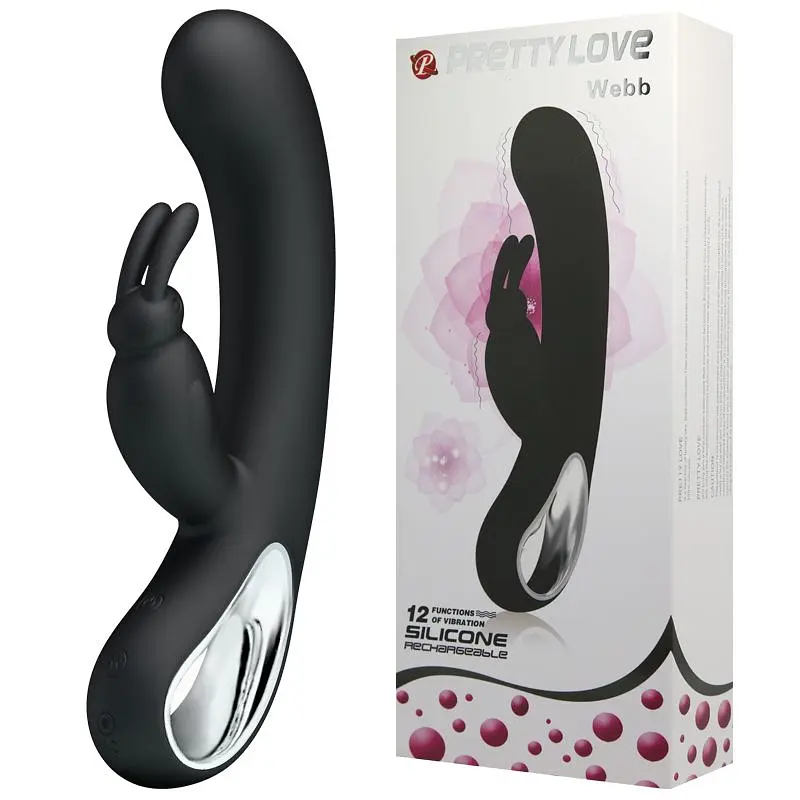 Вібратор-кролик Pretty Love Webb Vibrator Black Силіконовий, 21х3.5 см чорний